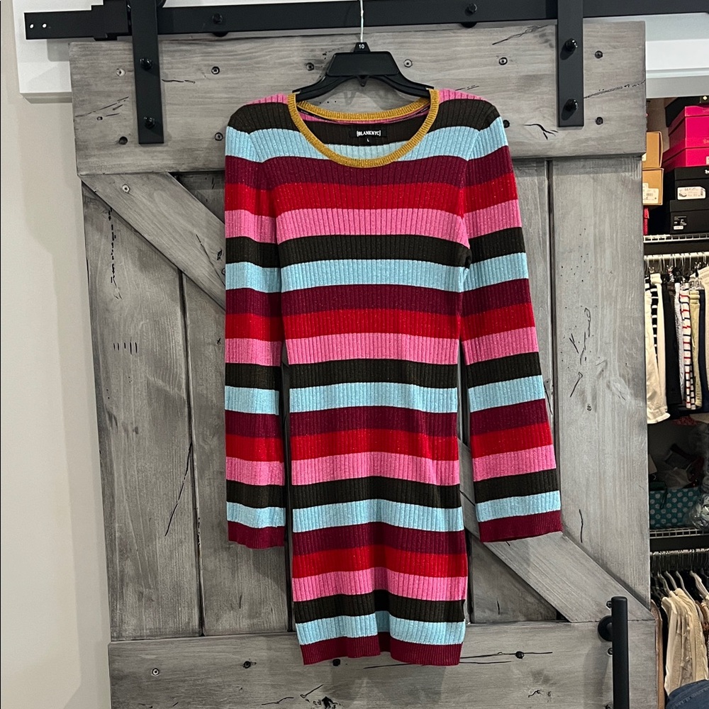 Blank NYC Multicolor Striped Long Sleeve Dress